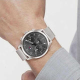 Shop Authentic Tommy Hilfiger Damon Quartz Chronograph Black Dial Silver Mesh Bracelet Watch for Men - 1791415 - Luxxuri