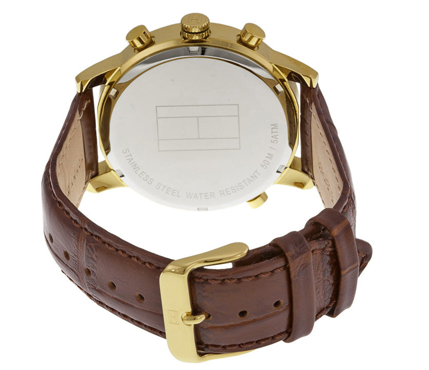  Shop Authentic Tommy Hilfiger Harrison White Dial Brown Leather Strap Watch for Men - 1790874 - Luxxuri