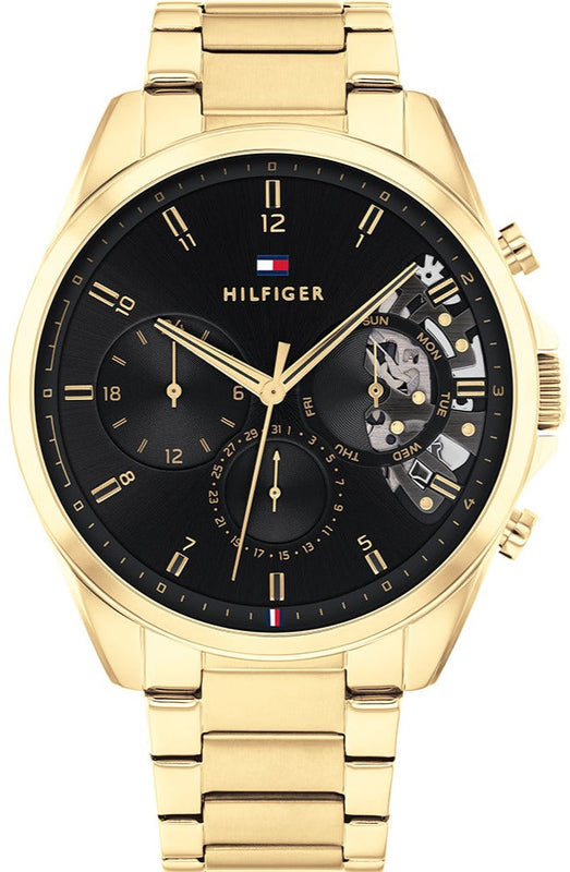 Shop Authentic Tommy Hilfiger Baker Chronograph Black Dial Gold Steel Strap Watch for Men - 1710447 - Luxxuri