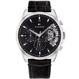  Shop Authentic Tommy Hilfiger Baker Chronograph Black Dial Black Leather Strap Watch For Men - 1710449 - Luxxuri