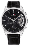  Shop Authentic Tommy Hilfiger Baker Chronograph Black Dial Black Leather Strap Watch For Men - 1710449 - Luxxuri