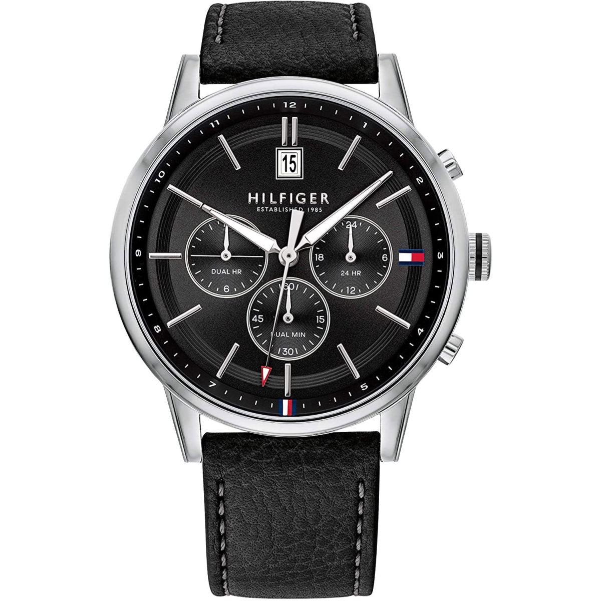  Shop Authentic Tommy Hilfiger Kyle Quartz Black Dial Black Leather Strap Watch for Men - 1791630 - Luxxuri