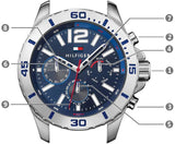  Shop Authentic Tommy Hilfiger Nolan Chronograph Blue Dial Blue Rubber Strap Watch for Men - 1791142 - Luxxuri