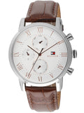  Shop Authentic Tommy Hilfiger Kane Chronograph White Dial Brown Leather Strap Watch for Men - 1791400 - Luxxuri