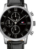  Shop Authentic Tommy Hilfiger Kane Quartz Black Dial Black Leather Strap Watch for Men - 1791401 - Luxxuri