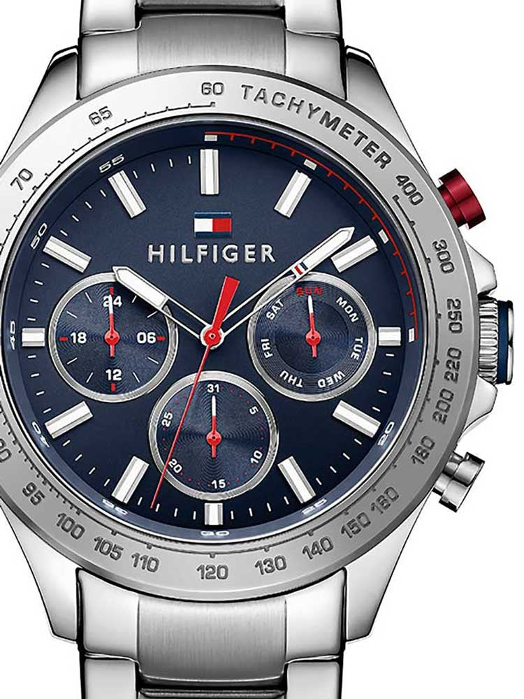  Shop Authentic Tommy Hilfiger Hudson Chronograph Quartz Blue Dial Silver Steel Strap Watch For Men - 1791228 - Luxxuri