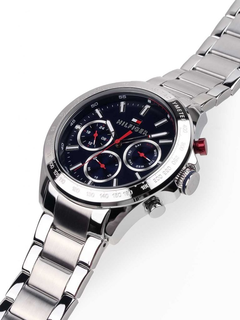  Shop Authentic Tommy Hilfiger Hudson Chronograph Quartz Blue Dial Silver Steel Strap Watch For Men - 1791228 - Luxxuri