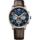  Shop Authentic Tommy Hilfiger Keagan Chronograph Blue Dial Brown Leather Strap Watch for Men - 1791290 - Luxxuri