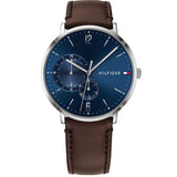  Shop Authentic Tommy Hilfiger Cooper Blue Dial Brown Leather Strap Watch for Men - 1791508 - Luxxuri