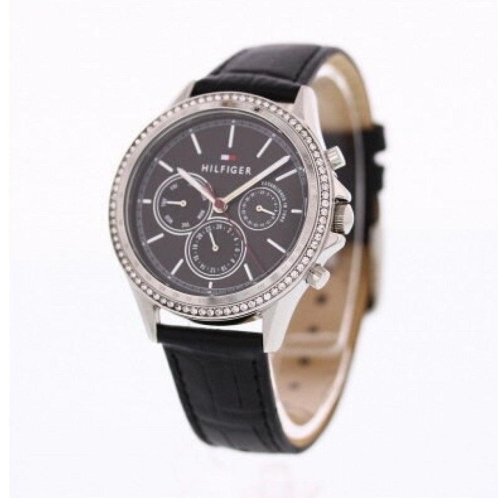  Shop Authentic Tommy Hilfiger Ari Diamonds Black Dial Black Leather Strap Watch for Women - 1781981 - Luxxuri