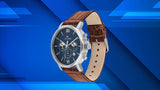  Shop Authentic Tommy Hilfiger Evan Chronograph Blue Dial Brown Leather Strap Watch for Men - 1710393 - Luxxuri