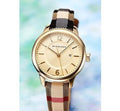  Shop Authentic Burberry Classic Champagne Gold Dial Horseferry Leather Strap Watch for Women - BU10104 - Luxxuri