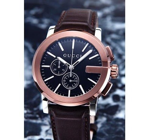  Shop Authentic Gucci G Chrono Black Dial Brown Leather Strap Watch For Men - YA101202 - Luxxuri