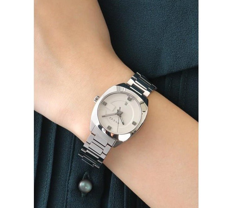  Shop Authentic Gucci GG2570 White Dial Silver Steel Strap Watch For Women - YA142502 - Luxxuri