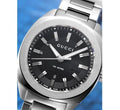  Shop Authentic Gucci GG2570 Quartz Black Dial Silver Steel Strap Watch For Men - YA142401 - Luxxuri