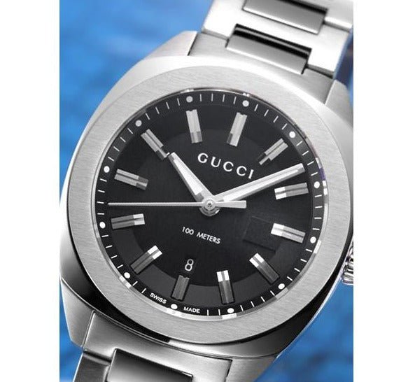  Shop Authentic Gucci GG2570 Quartz Black Dial Silver Steel Strap Watch For Men - YA142401 - Luxxuri