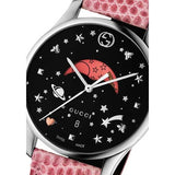  Shop Authentic Gucci G-Timeless Moonphase Black Dial Pink Leather Strap Watch For Women - YA1264046 - Luxxuri