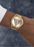  Shop Authentic Guess Tri Glitz Quartz Diamonds Gold Dial Gold Mesh Bracelet Watch For Women - W1142L2 - Luxxuri