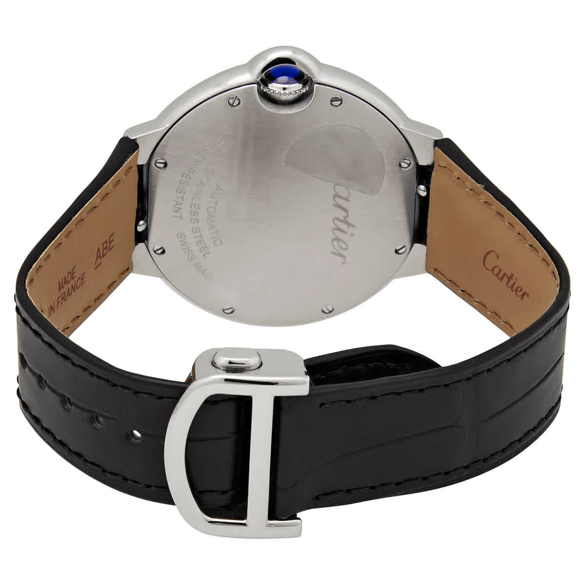  Shop Authentic Cartier Ballon Bleu De Cartier Silver Dial Black Leather Strap Watch for Women - WSBB0028 - Luxxuri