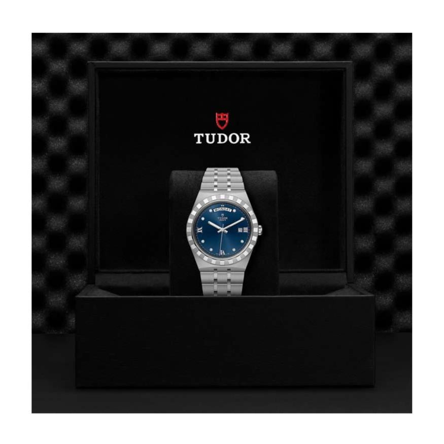  Shop Authentic Tudor Royal Automatic Diamonds Blue Dial Silver Steel Strap Watch for Men - M28600-0006 - Luxxuri