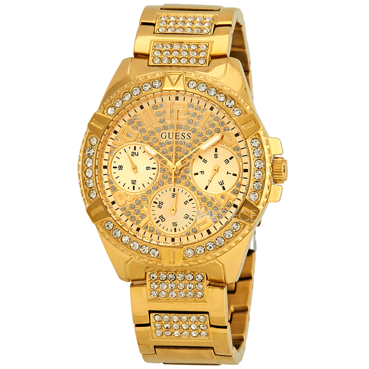  Shop Authentic Guess Frontier Diamonds Gold Dial Gold Steel Strap Watch For Women - W1156L2 - Luxxuri