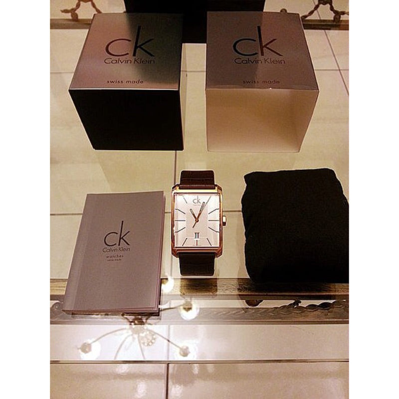 Shop Authentic Calvin Klein Window Silver Dial Brown Leather Strap Watch for Men - K2M21620 - Luxxuri