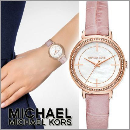  Shop Authentic Michael Kors Cinthia Mother of Pearl Dial Pink Leather Strap Watch for Women - MK2663 - Luxxuri