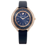  Shop Authentic Swarovski Crystalline Aura Blue Dial Blue Leather Strap Watch for Women - 5519447 - Luxxuri