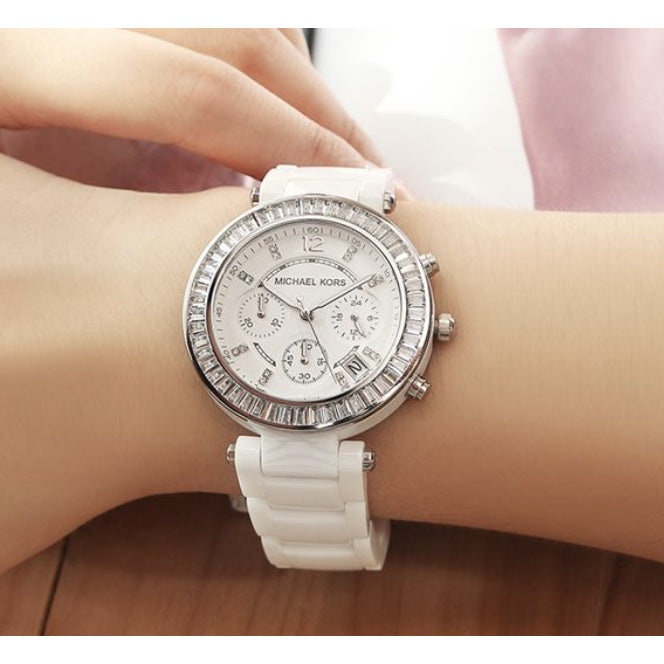  Shop Authentic Michael Kors Parker White Dial White Leather Strap Watch for Women - MK5848 - Luxxuri