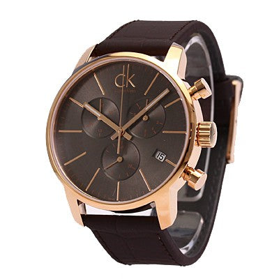  Shop Authentic Calvin Klein City Chronograph Grey Dial Brown Leather Strap Watch for Men - K2G276G3 - Luxxuri