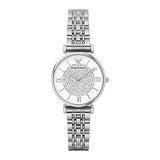  Shop Authentic Emporio Armani Gianni T Bar White Crystal Pave Dial Silver Stainless Steel Strap Watch For Women - AR1925 - Luxxuri