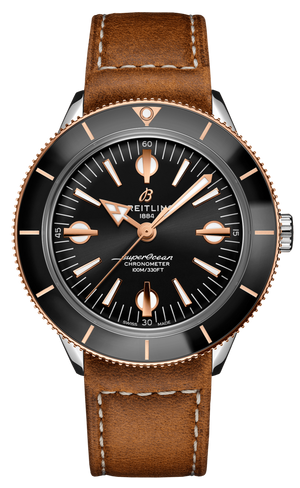  Shop Authentic Breitling Superocean Heritage '57 Black Dial Brown Leather Strap Watch for Men - U10370121B1X1 - Luxxuri