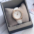  Shop Authentic Guess Mini Rose Diamonds White Dial White Leather Strap Watch For Women - U85142l3 - Luxxuri