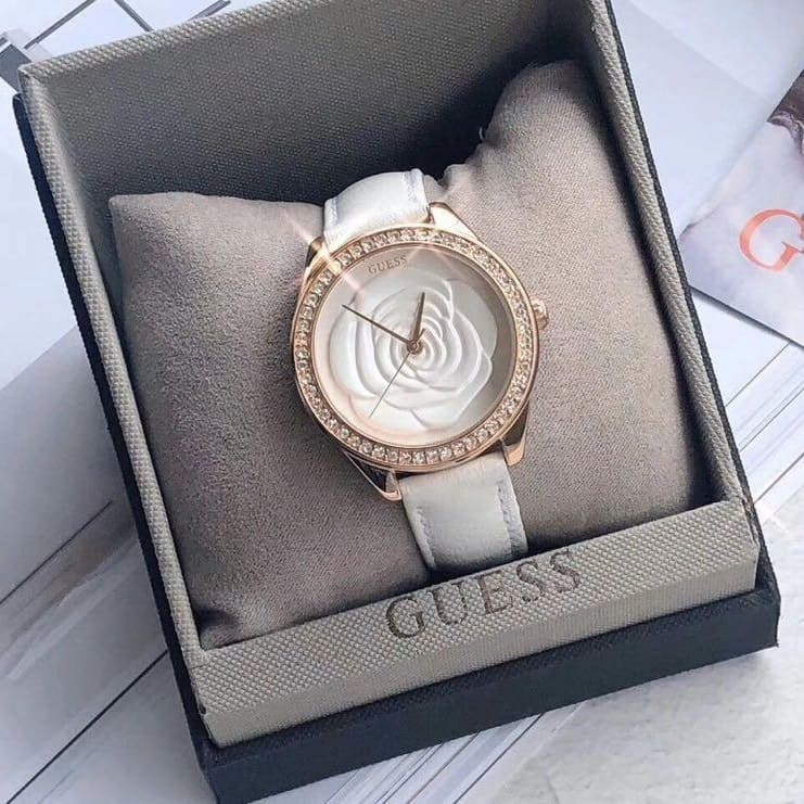  Shop Authentic Guess Mini Rose Diamonds White Dial White Leather Strap Watch For Women - U85142l3 - Luxxuri