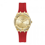  Shop Authentic Guess Cosmo Diamonds Gold Dial Red Rubber Strap Watch for Women - GW0034L6 - Luxxuri