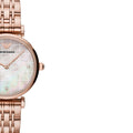  Shop Authentic Emporio Armani Gianni T Bar Quartz Mother of Pearl Dial Rose Gold Steel Strap Watch For Women - AR11385 - Luxxuri