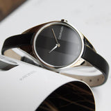  Shop Authentic Calvin Klein Rebel Black Grey Dial Black Leather Strap Watch for Women - K8P231C1 - Luxxuri