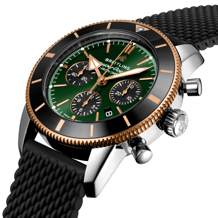  Shop Authentic Breitling Superocean Heritage B01 Chronograph 44 Limited Edition Green Dial Black Mesh Bracelet Watch for Women - UB01622A1L1S1 - Luxxuri