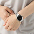  Shop Authentic Daniel Wellington Iconic Link Black Dial Silver Steel Strap Watch for Women - DW00100204 - Luxxuri