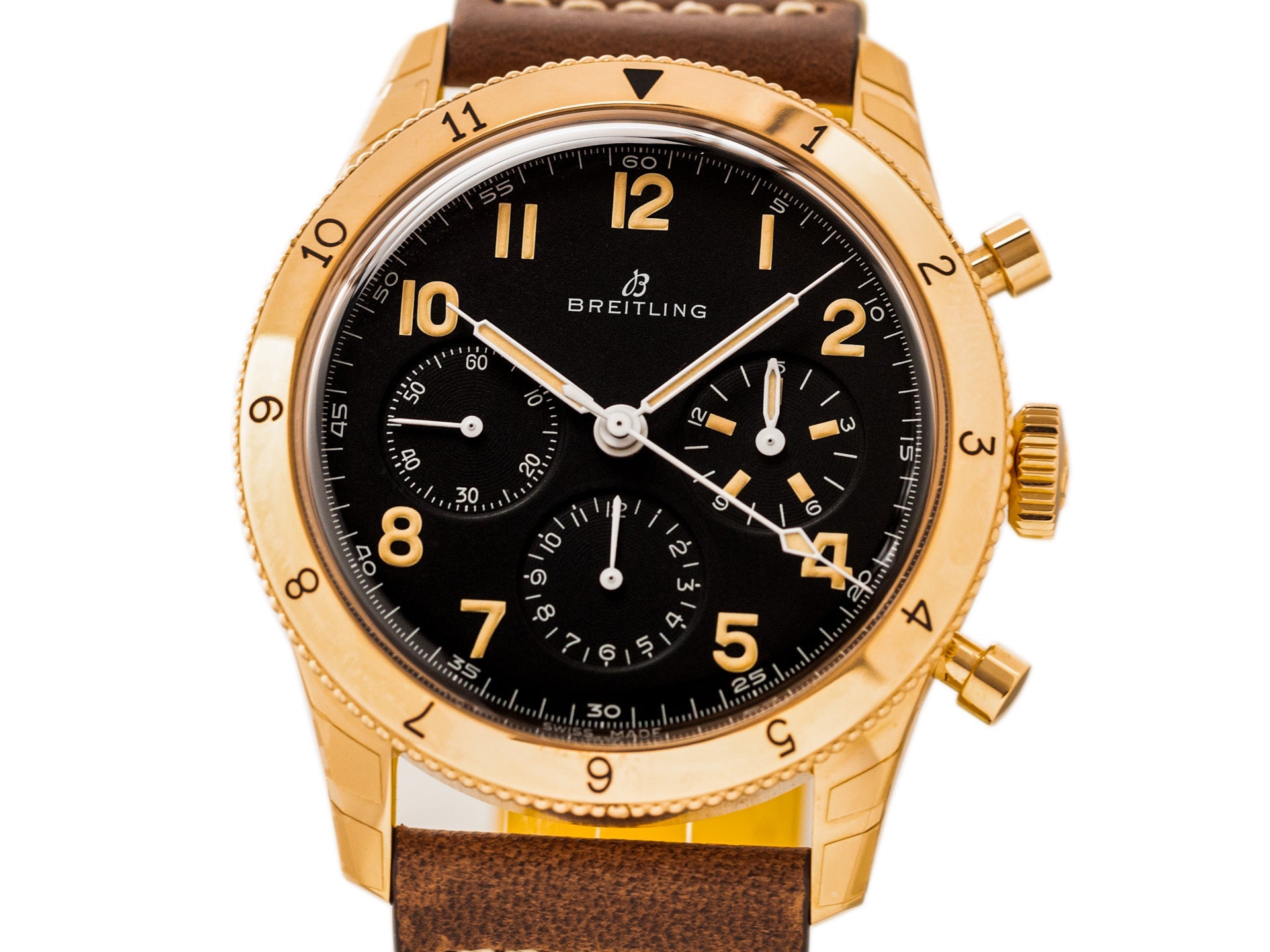  Shop Authentic Breitling Avi 1953 Edition Black Dial Brown Leather Strap Watch for Men - RB0920131B1X1 - Luxxuri