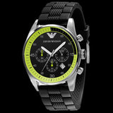  Shop Authentic Emporio Armani Chronograph Black Dial Black Rubber Strap Watch For Men - AR5865 - Luxxuri