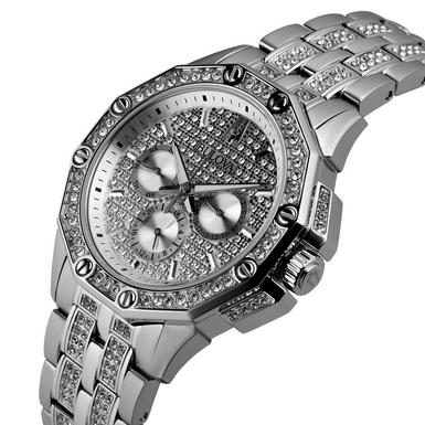  Shop Authentic Bulova Crystal Collection Pave Silver Dial with Crystals Silver Steel Strap Watch for Men - 96C134 - Luxxuri