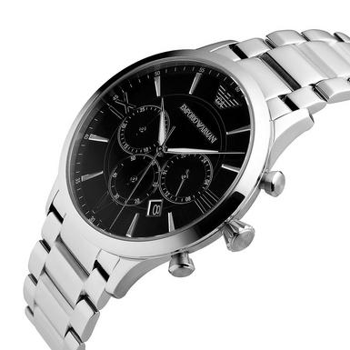  Shop Authentic Emporio Armani Giovanni Chronograph Black Dial Silver Steel Strap Watch For Men - AR11208 - Luxxuri