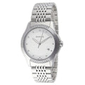 Gucci G Timeless Diamonds Silver Dial Silver Steel Strap Watch For Men - YA126407