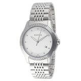  Shop Authentic Gucci G Timeless Diamonds Silver Dial Silver Steel Strap Watch For Men - YA126407 - Luxxuri