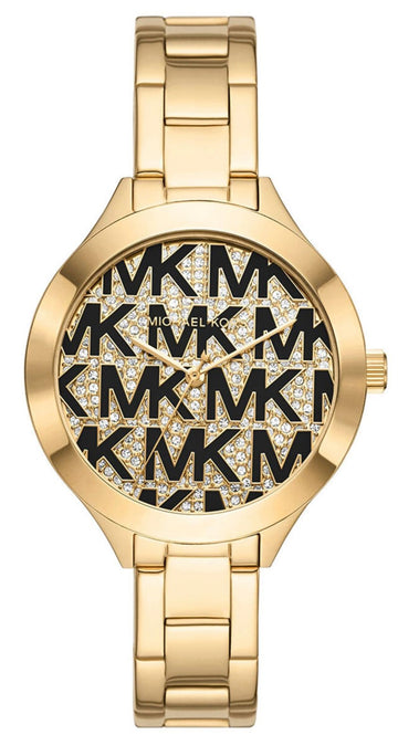  Shop Authentic Michael Kors Slim Runway Crystals Gold Dial Gold Steel Strap Watch for Women - MK4659 - Luxxuri