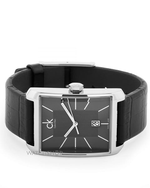  Shop Authentic Calvin Klein Window Black Dial Black Leather Strap Watch for Men - K2M21107 - Luxxuri