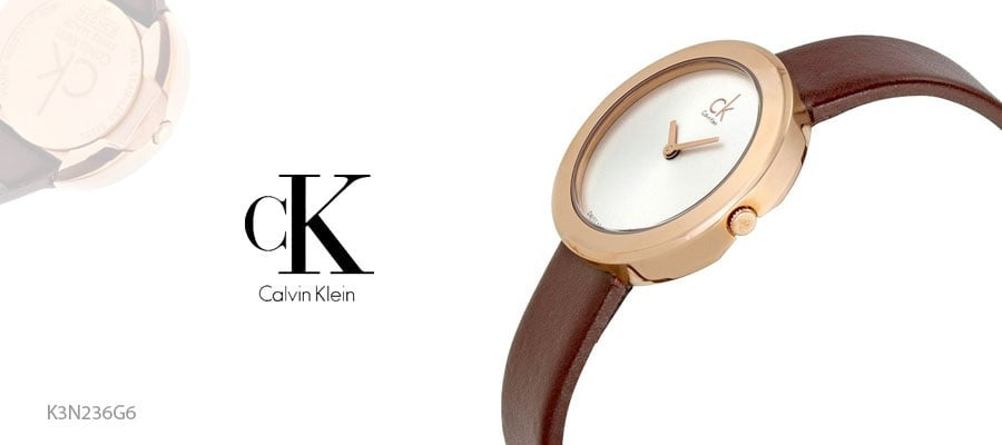  Shop Authentic Calvin Klein Firm White Dial Brown Leather Strap Watch for Women - K3N236G6 - Luxxuri