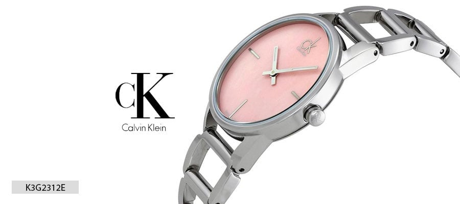  Shop Authentic Calvin Klein Stately Pink Mother of Pearl Dial Silver Steel Strap Watch for Women - K3G2312E - Luxxuri