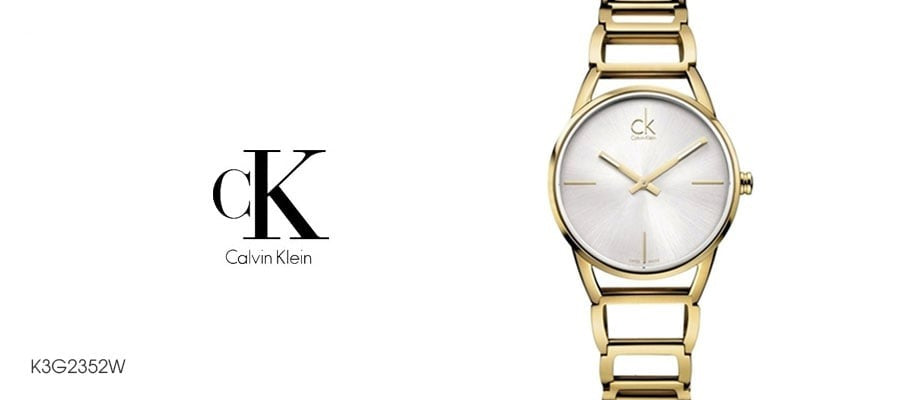  Shop Authentic Calvin Klein Stately White Dial Gold Steel Strap Watch for Women - K3G2352W - Luxxuri